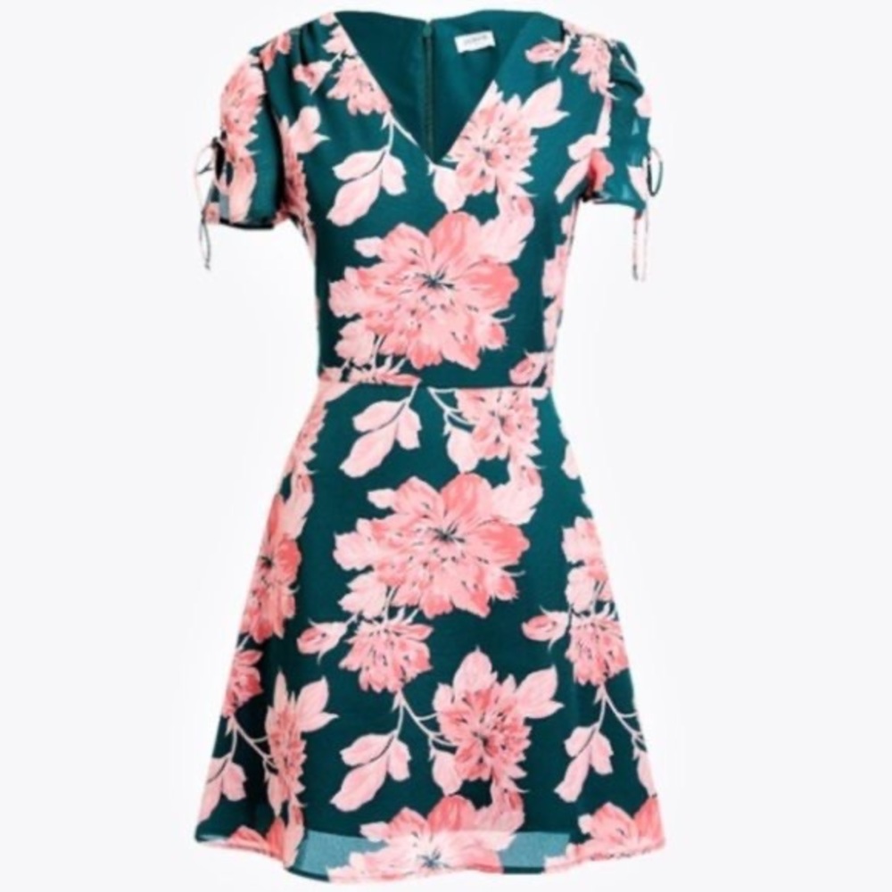 J. Crew Mercantile green & pink floral a-line dress
